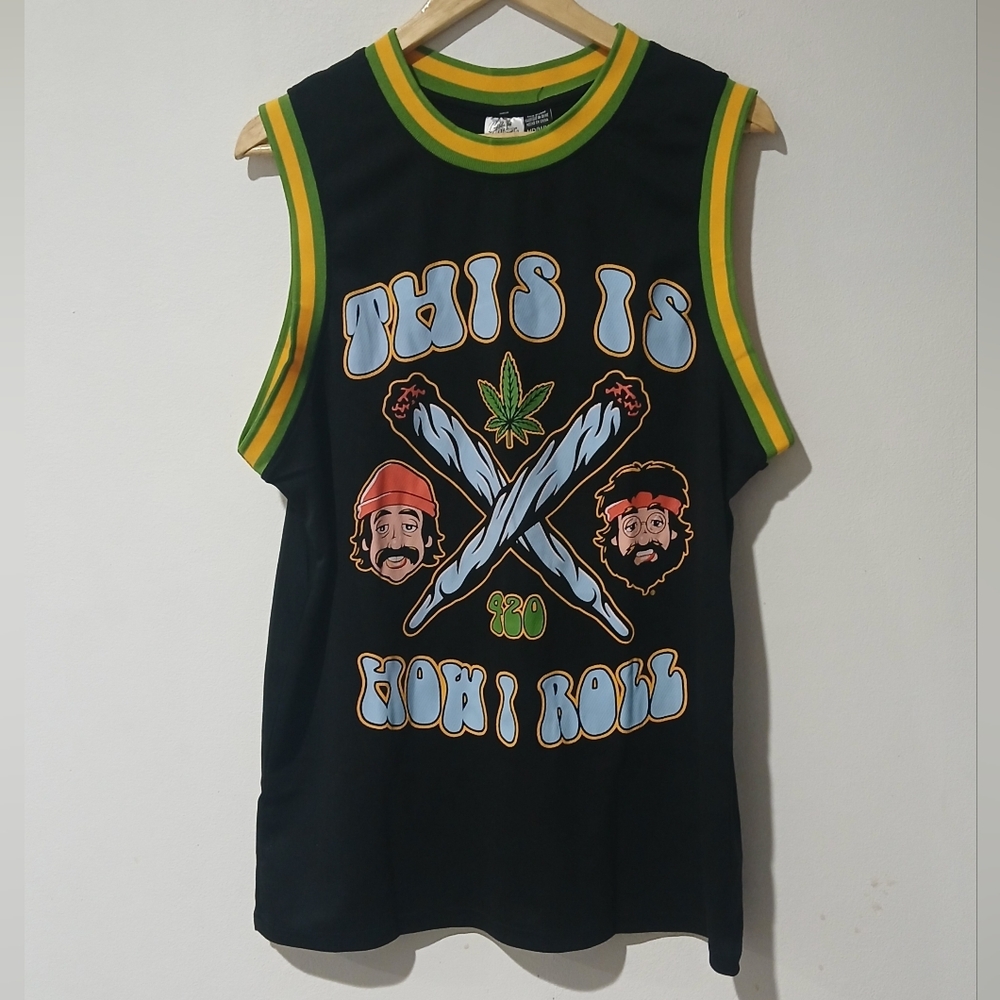 Cheech & Chong (This is How I Roll 420) Basketball Jersey Men's Size: M